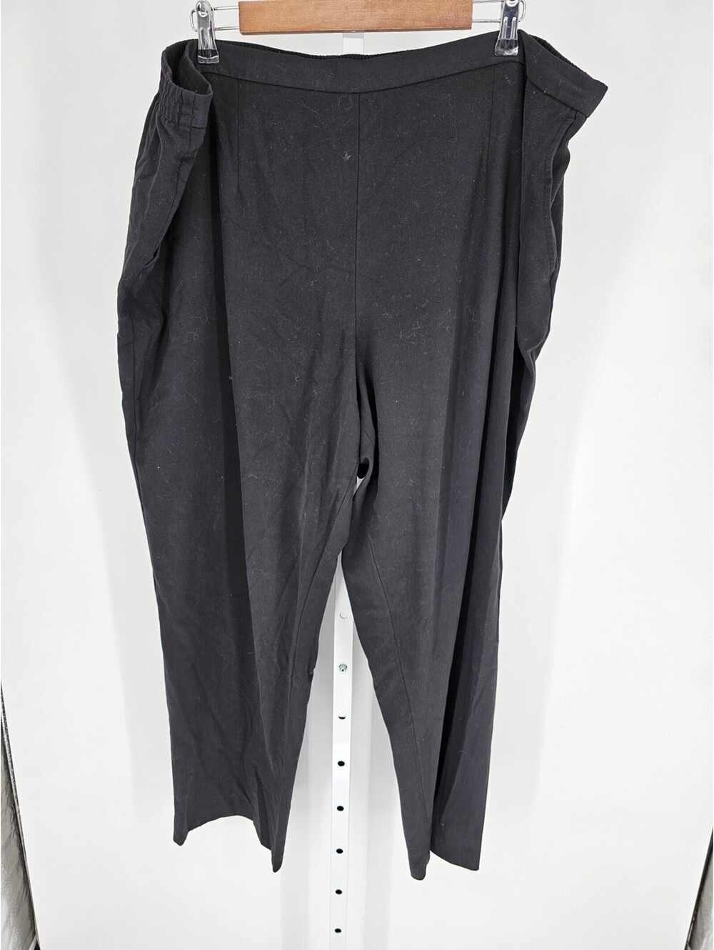 George Women's Black Elastic Waist Polyester Wide Leg Pants Size 3XL